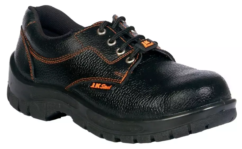 JK PORT JKPA011BLK PU Moulded Black Steel Toe Safety Shoes, Size 8