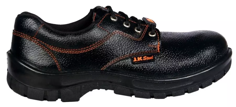 JK PORT JKPA011BLK PU Moulded Black Steel Toe Safety Shoes, Size 8