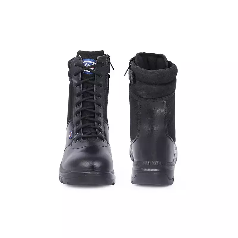 Allen Cooper Plain Toe Zipper Combat Safety Boot High Ankle PU Sole Size 8 UK/India Black, AC-1095