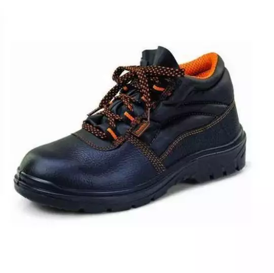 Udyogi Steel Toe Safety Shoes High Ankle PU Sole Single Density Black Printed Leather Size UK 7, Tango AK