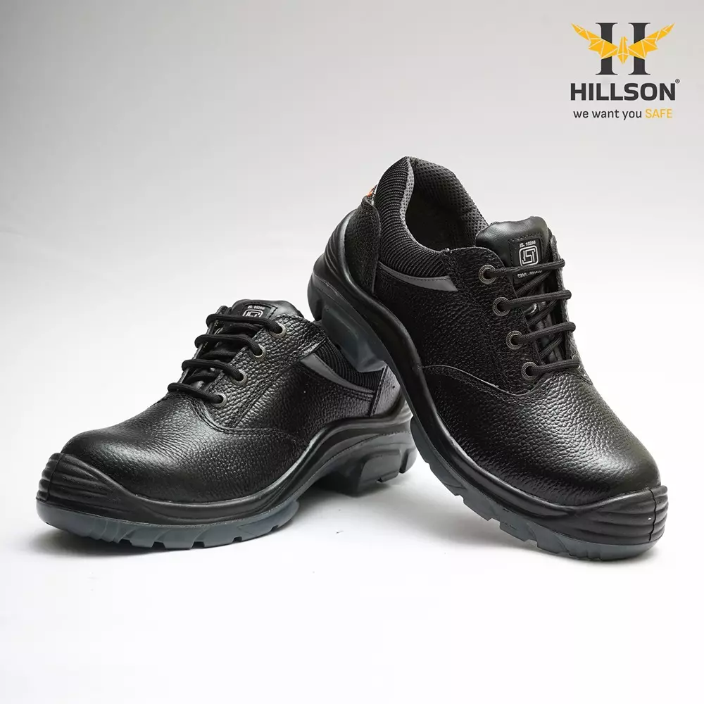 Hillson Nucleus Steel Toe Safety Shoes Low Ankle PU Sole Black Full Grain Leather Size UK 8