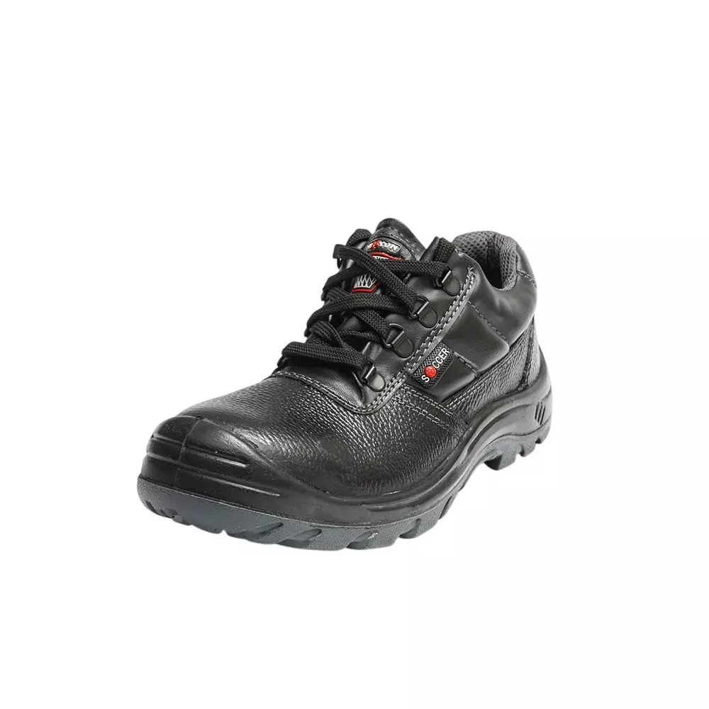 Hillson Soccer Steel Toe Safety Shoes Low Ankle PU Sole Black Full Grain Leather Size UK 10