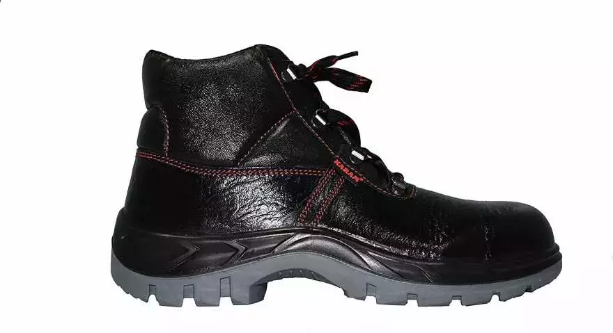 Karam Steel Toe Safety Shoes High Ankle Black Size UK 10, FS 21