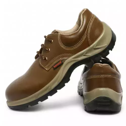Karam Steel Toe Safety Shoes Low Ankle Brown Size UK 7, FS 61