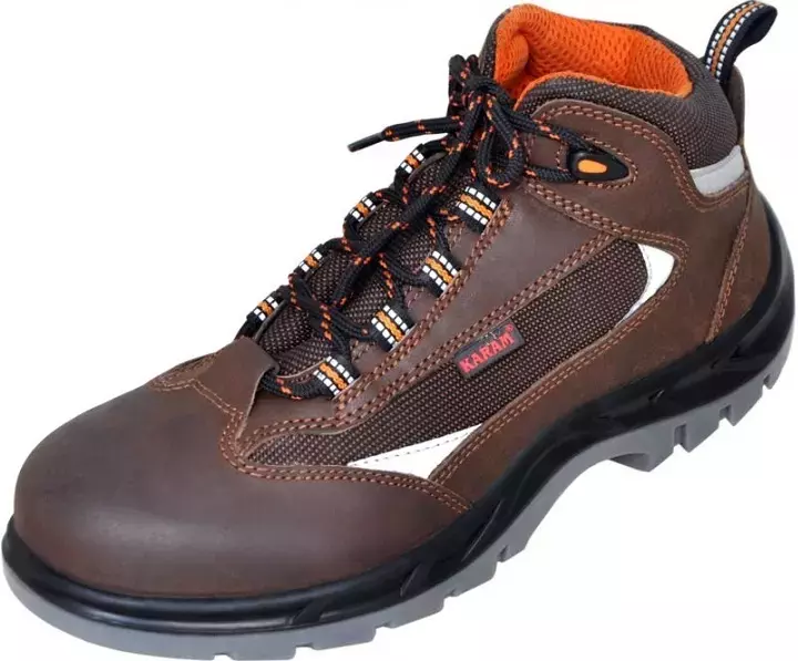 Karam Composite Toe Safety Shoes High Ankle Brown Size UK 9, FS 65