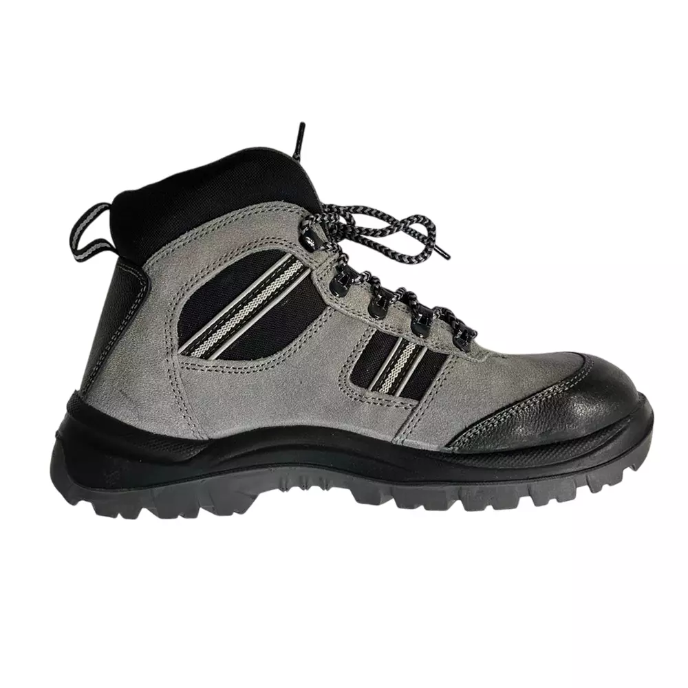 Allen Cooper Steel Toe Safety Shoes High Ankle Antistatic PU Sole Size 6 UK/India Black & Grey, AC-1157