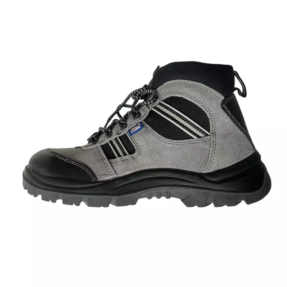 Allen Cooper Steel Toe Safety Shoes High Ankle Antistatic PU Sole Size 6 UK/India Black & Grey, AC-1157