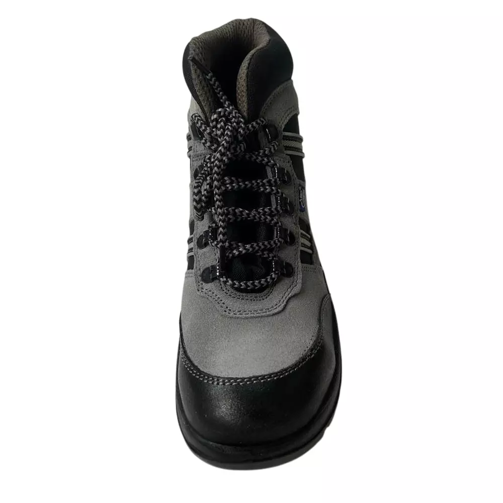 Allen Cooper Steel Toe Safety Shoes High Ankle Antistatic PU Sole Size 6 UK/India Black & Grey, AC-1157