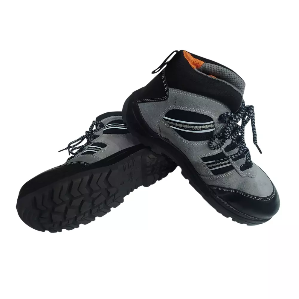 Allen Cooper Steel Toe Safety Shoes High Ankle Antistatic PU Sole Size 10 UK/India Black & Grey, ACL-1157