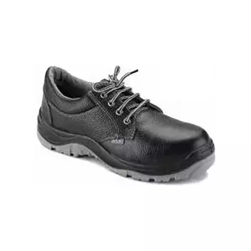 Udyogi Steel Toe Safety Shoes Low Ankle PU Sole Double Density Black Buff Leather Size UK 8, Edge DDC EX