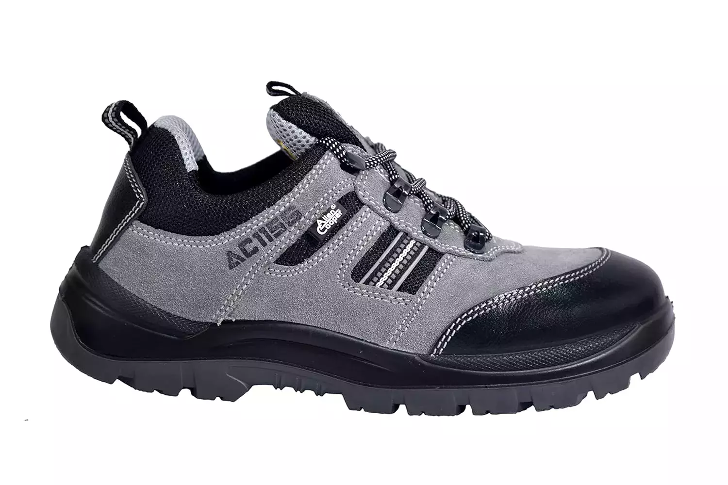 Allen Cooper Steel Toe Safety Shoes Low Ankle PU Sole Size 11 UK/India Black & Grey, AC-1156