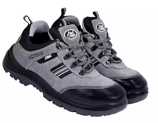 Allen Cooper Steel Toe Safety Shoes Low Ankle PU Sole Size 11 UK/India Black & Grey, AC-1156