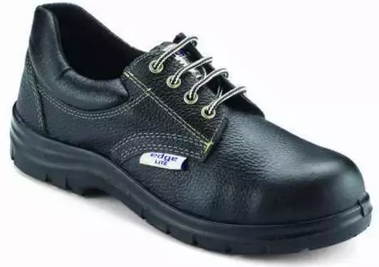 Udyogi Steel Toe Safety Shoes High Ankle PU Sole Black Buff Leather Size UK 9, Edge Lite Derby