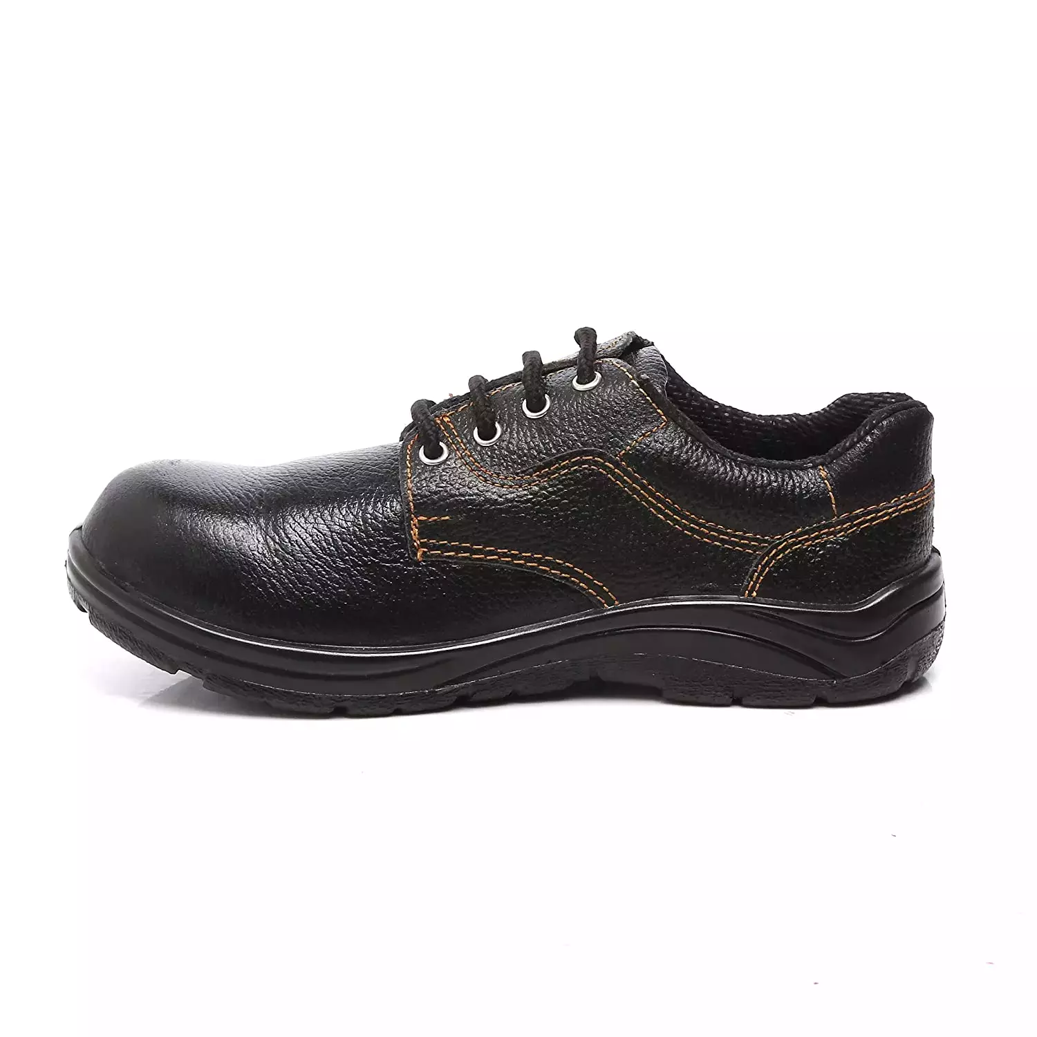 Agarson Steel Toe Safety Shoes Low Ankle PU Sole Black Full Grain Leather Size UK 10, 9015 Black-10