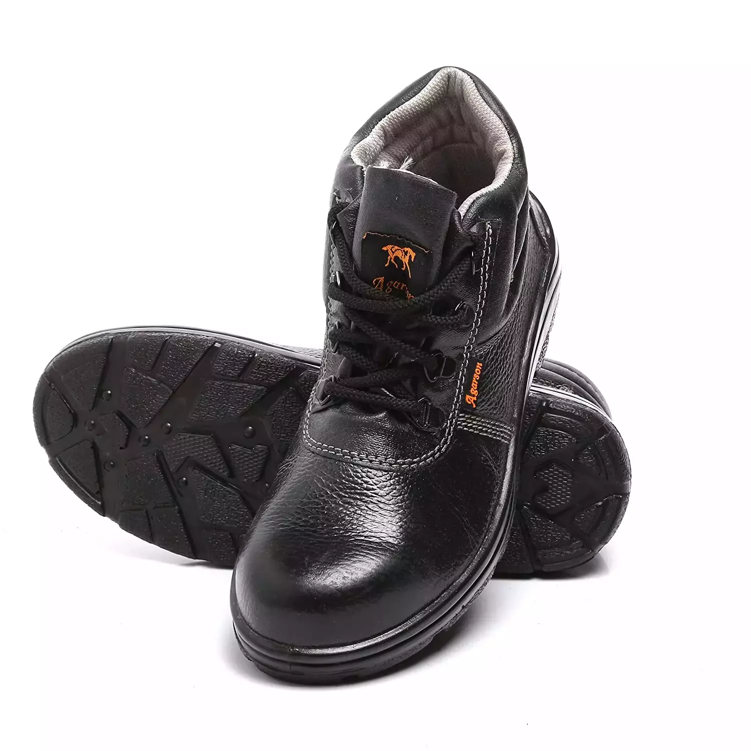 Agarson Steel Toe Safety Shoes High Ankle PU Sole Grey Full Grain Leather Size UK 7, ROCKFORD Grey-7