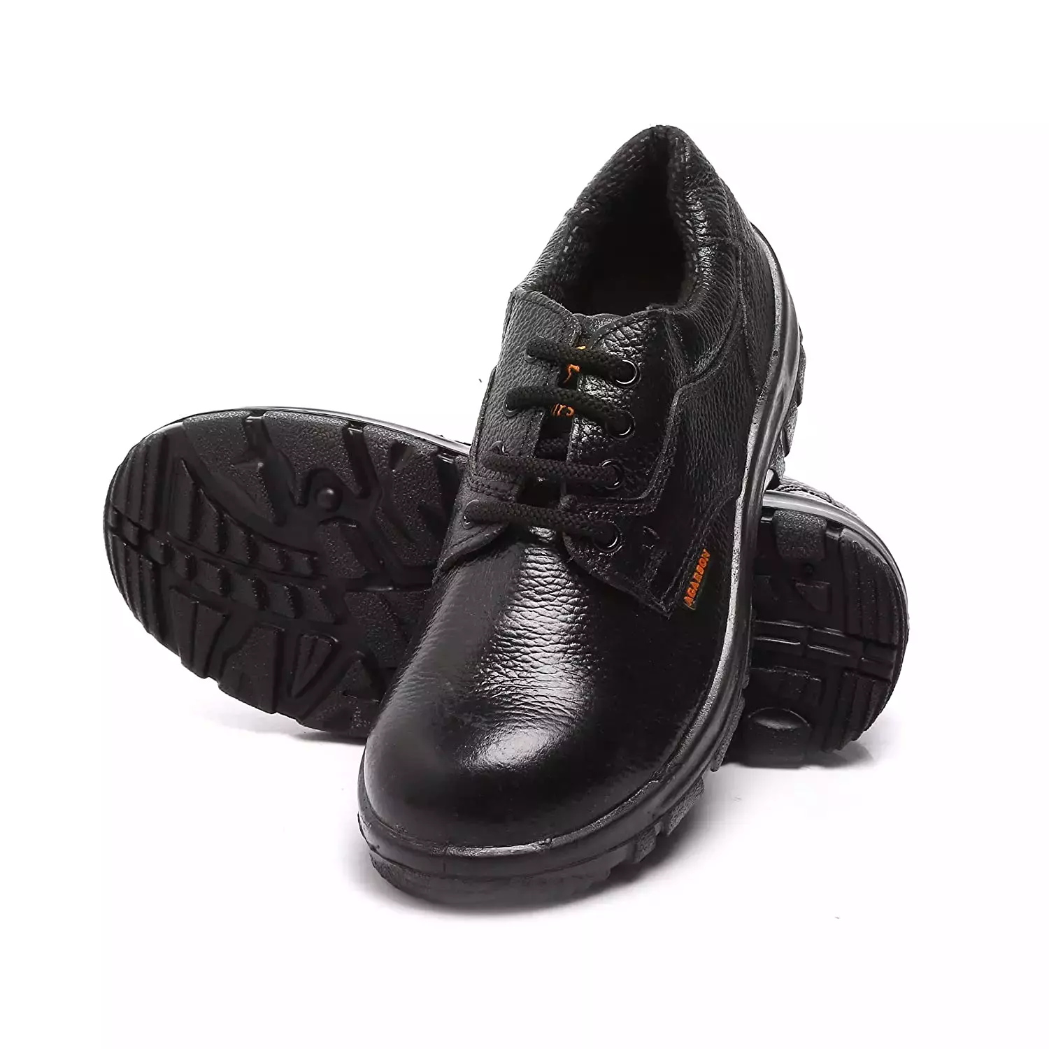 Agarson Steel Toe Safety Shoes Low Ankle PU Sole Black Full Grain Leather Size UK 8, ERTIGA Black-8