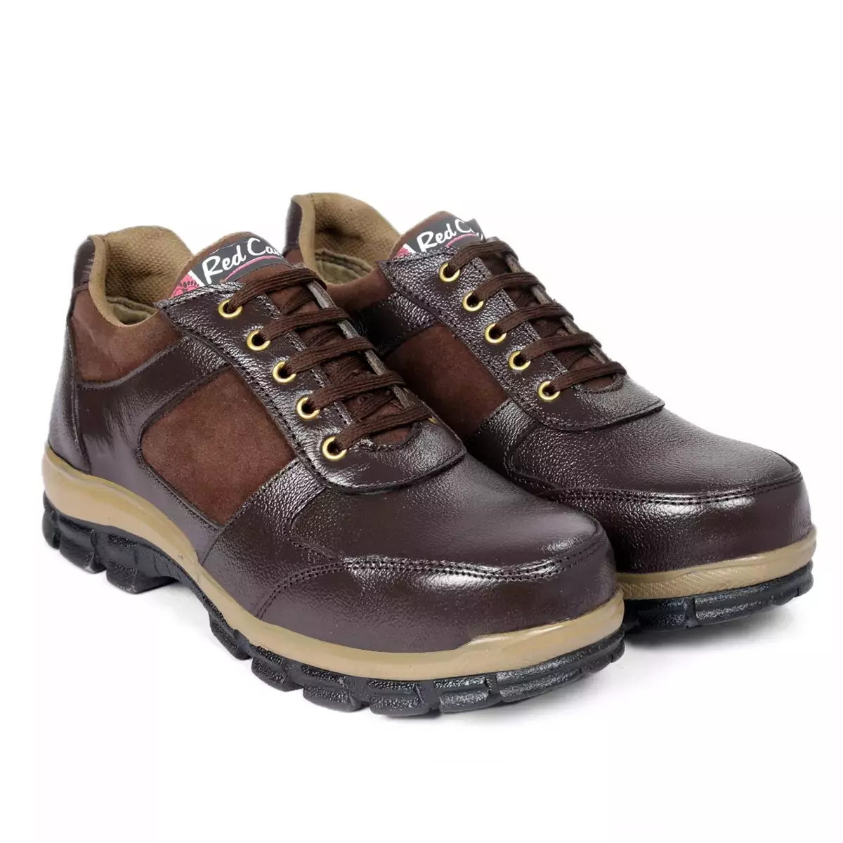 Red Can Steel Toe Safety Shoe Low Ankle Genuine Leather Size UK 8 Brown, SGE1168BRN
