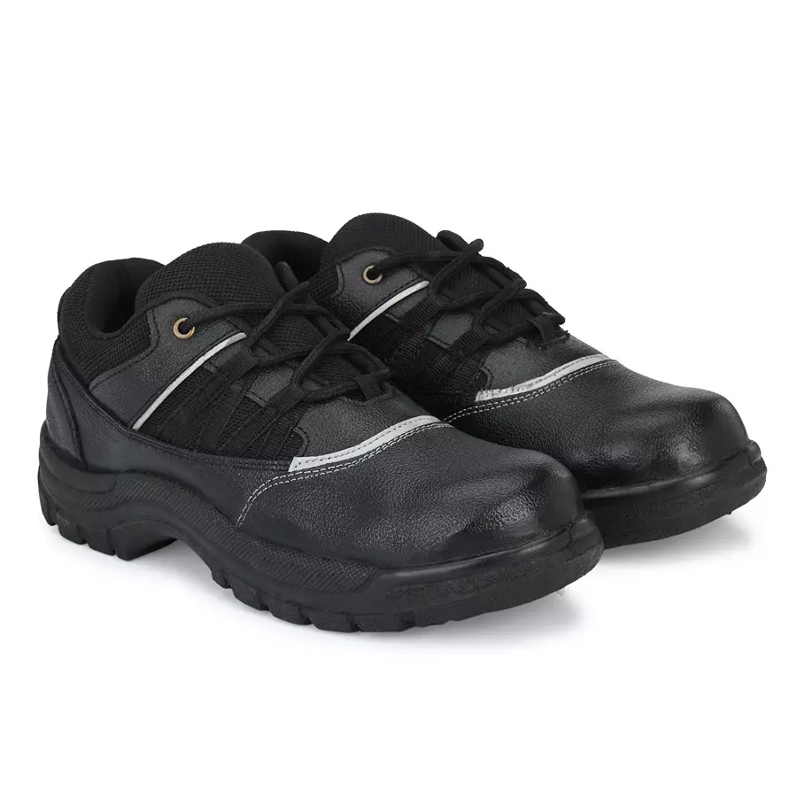 Buy Kavacha S110 PVC Pure Leather Steel Toe Black Safety Shoes, Size 7