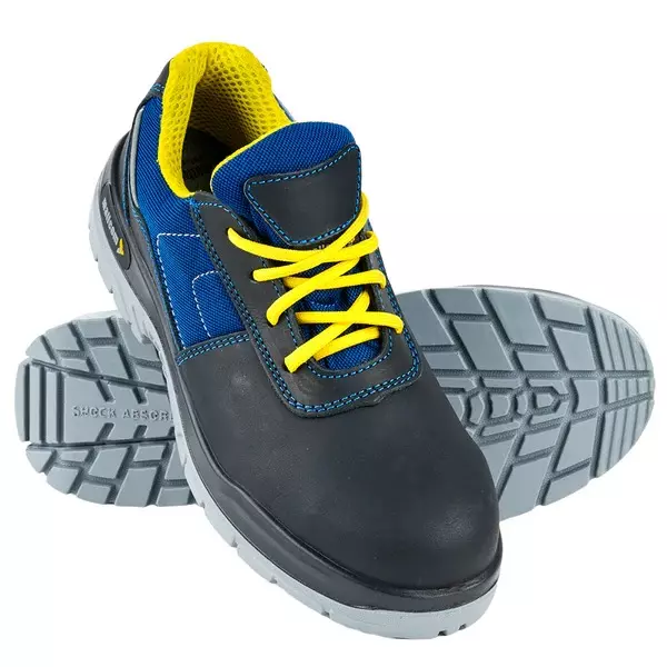 Mallcom Steel Toe Safety Shoes Low Ankle Double Density PU Sole Black Buff Nubuck Leather Size UK 10, Pedrofeles