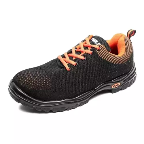 Fuel Steel Toe Low Ankle Safety Shoes Black & Orange, Falcon Sports 1 (Size: UK7 - UK9)