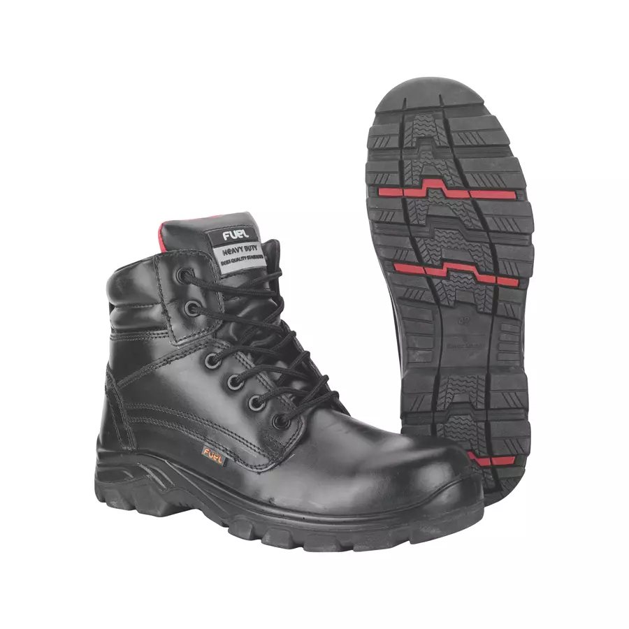 Fuel Stallion HC Rubber/PU Double Density Steel Toe High Ankle Leather Safety Boot (Size 8-Black)