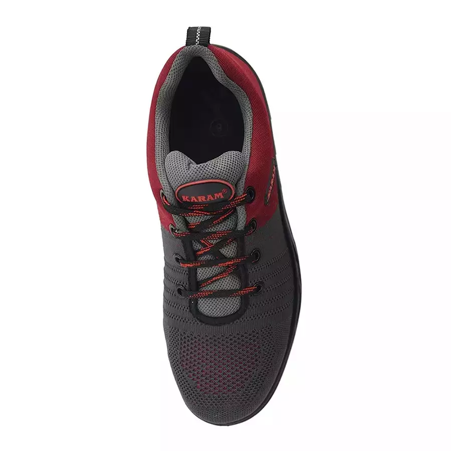 Karam Flyknit Composite Toe Safety Shoes Low Ankle Grey and Red Size UK 13, FS213FN(FWSAMN)