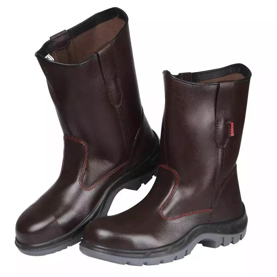 Karam FS51RG(SWDAPN) PU Double Density Steel Toe Dark Brown Leather Safety Shoe (Size UK 4 - UK 13)