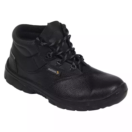 Mallcom Steel Toe Safety Shoes High Ankle PU Sole Black Leather Size UK 10, Vivvera S1BG