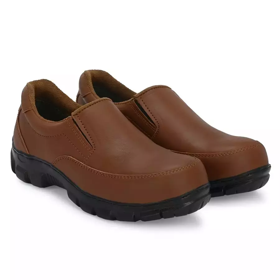 Armaduro AirMix Steel Toe Safety Shoes Low Ankle Rubber Sole Brown Upper Leather Size UK 8, ADR_1029