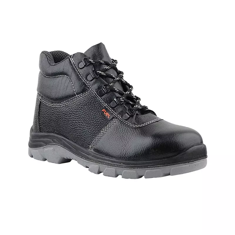 Fuel Steel Toe Safety Shoes High Ankle Double Density PU Sole Black, BOB-High Cut Size UK 7