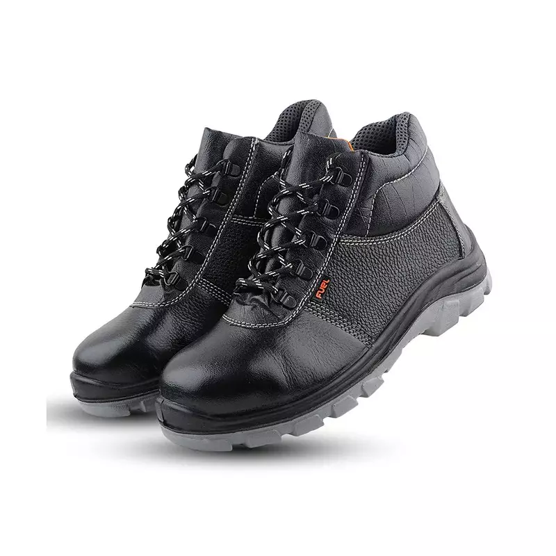 Fuel Steel Toe Safety Shoes High Ankle Double Density PU Sole Black, BOB-High Cut Size UK 7