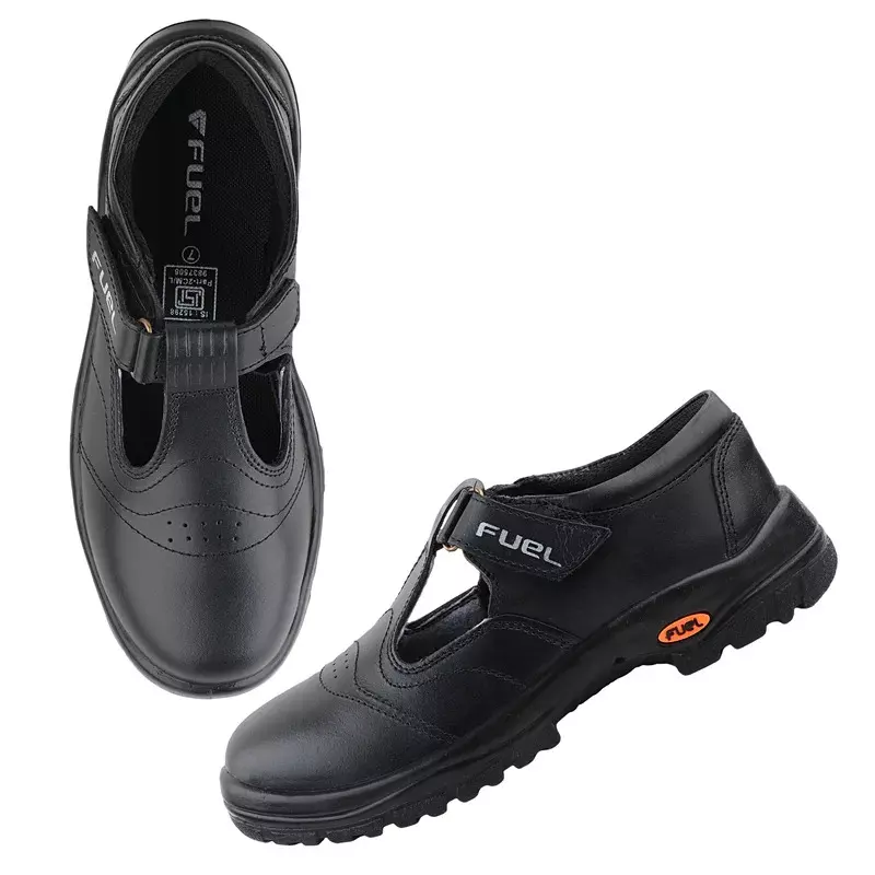 Fuel Steel Toe Safety Shoes Single Density PU Sole Black, SOFEE Size UK 4