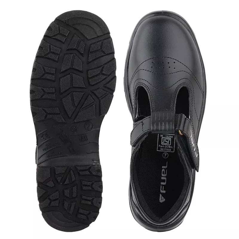 Fuel Steel Toe Safety Shoes Single Density PU Sole Black, SOFEE Size UK 4