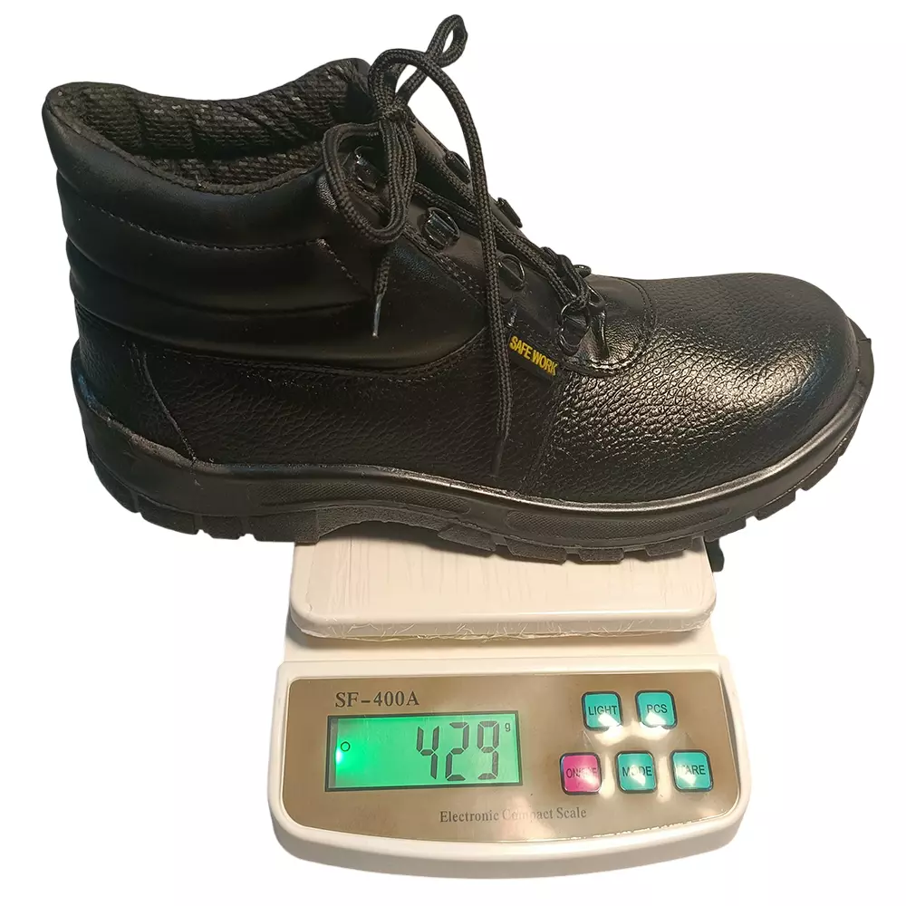 SAFE WORK Safety Shoes, High Ankle PU Sole Size UK 9 Black