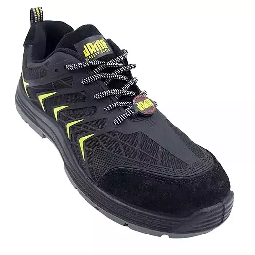 JAMA Steel Toe Safety Shoes Low Ankle PU Sole Black Leather & KPU Size UK 7, JF002