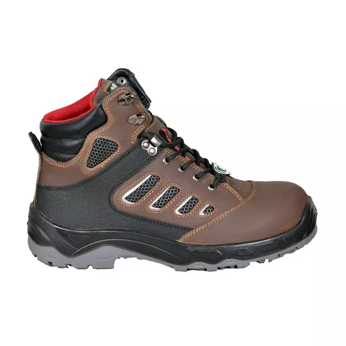 Zain Safety Elite Series Steel Toe Safety Shoes PU Double Density High Ankle Brown Buff Genuine Leather Size UK10, 5001