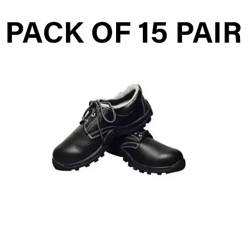 Safe Dot Steel Toe Safety Shoe Low Ankle PVC Sole Black for Industrial Use UK6 , SS-05 (Pack of 15 Pair)