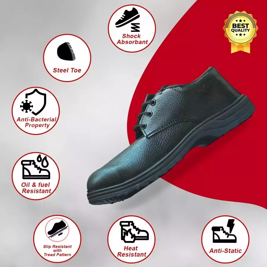 GENERIC Fiber Toe Safety Shoes PVC Sole Size UK 11 Black, Unik-11