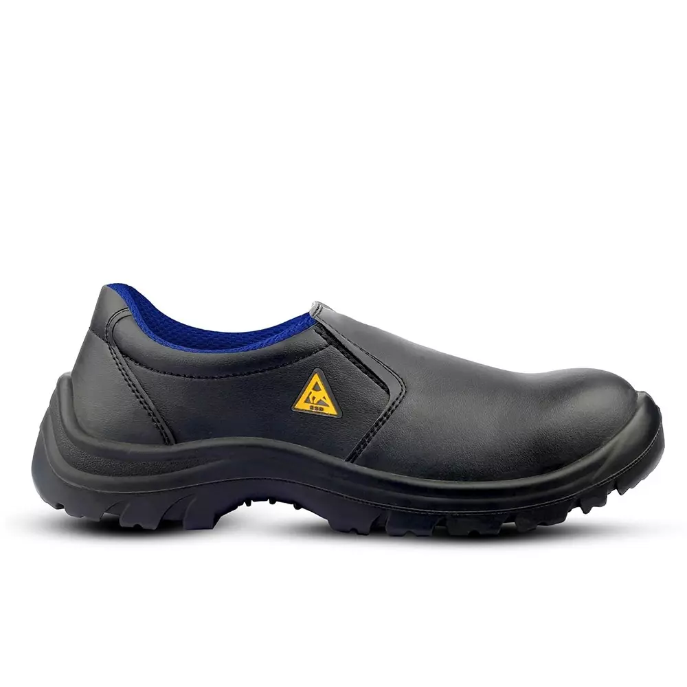 Euro Security AQUA Slip-On 200 J Steel Toe Safety Shoe Low Ankle PU Sole UK 6 Size Micro Fiber Black for Hospital, Pharma & Food Industry Use