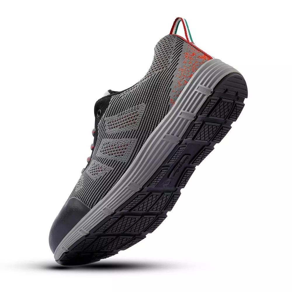 Canvas Club PISA 200 J Fiber Glass Toe Safety Shoe Low Ankle Phylon Rubber Sole UK 11 Size Grey Premium Knitted Textile