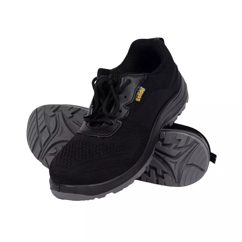 Solido SportX Safety Shoes Low Ankle PVC Sole Double Density PU Black Size UK 9, SY07