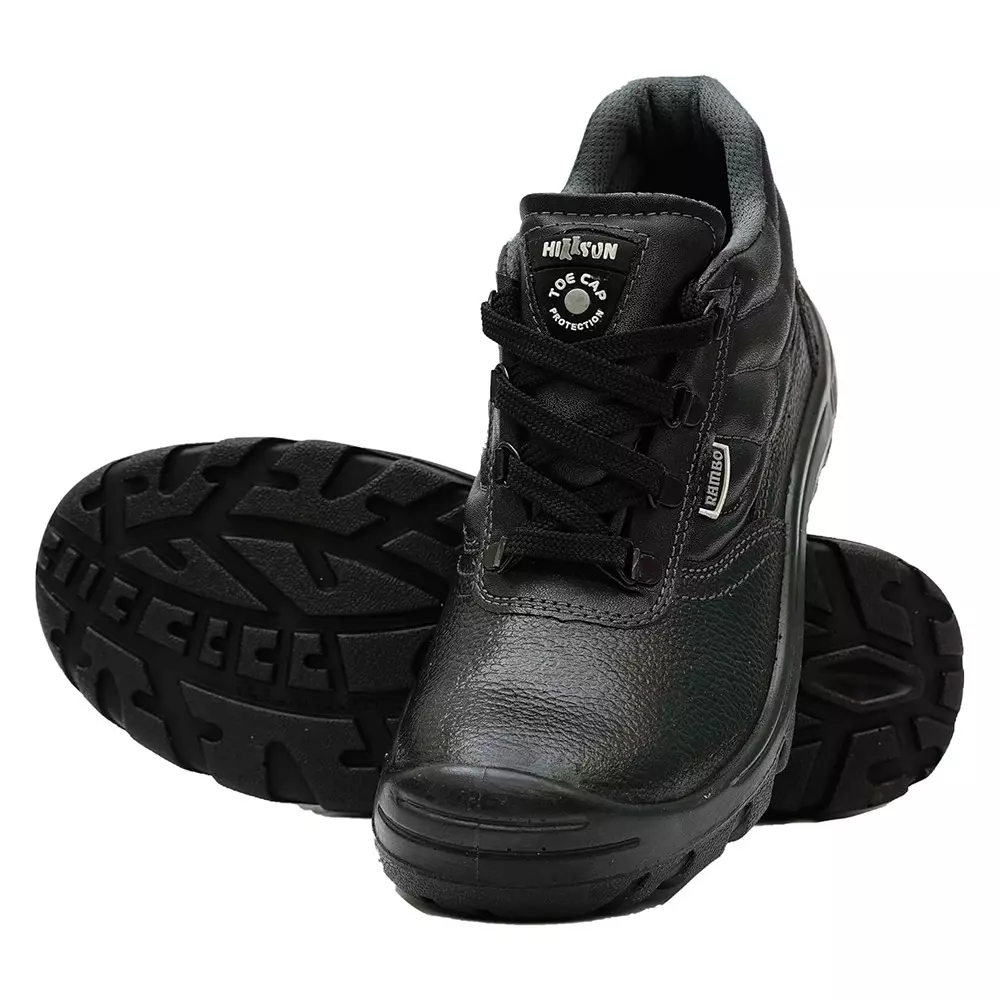 Hillson Rambo Safety Shoe PU Sole Steel Toe Low Ankle Leather Upper Material Black UK 12