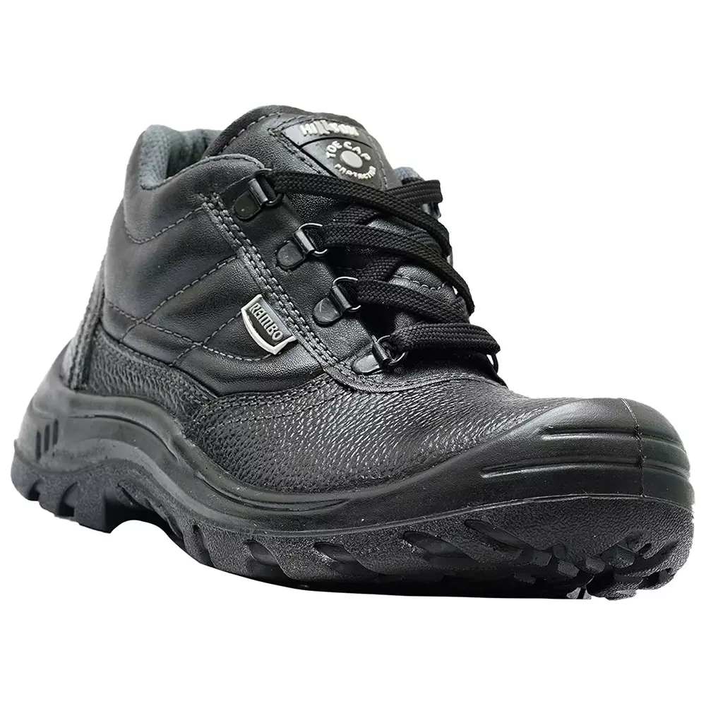 Hillson Rambo Safety Shoe PU Sole Steel Toe Low Ankle Leather Upper Material Black UK 12