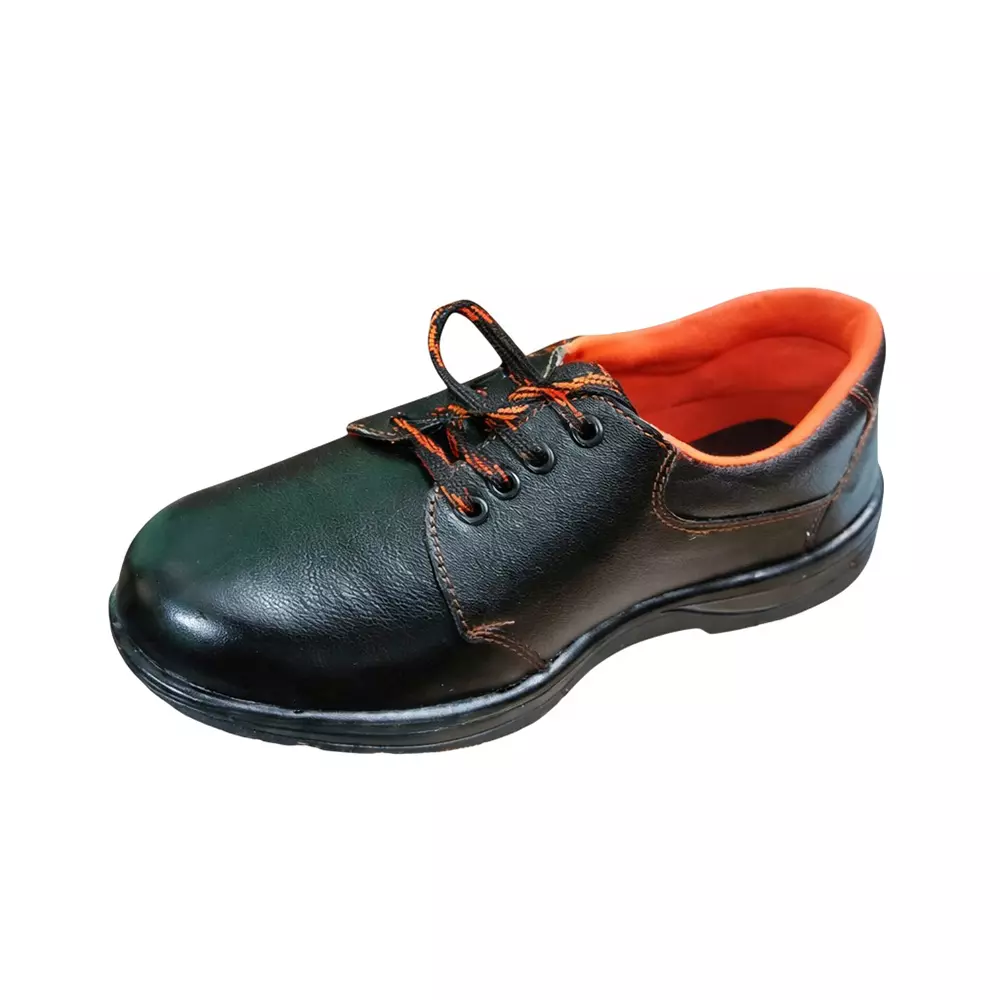 Safe N Sure Meteor Safety Shoe Low Ankle PVC Sole Steel Toe Genuine Leather Black Size UK 8 (Pack of 5 Pair)