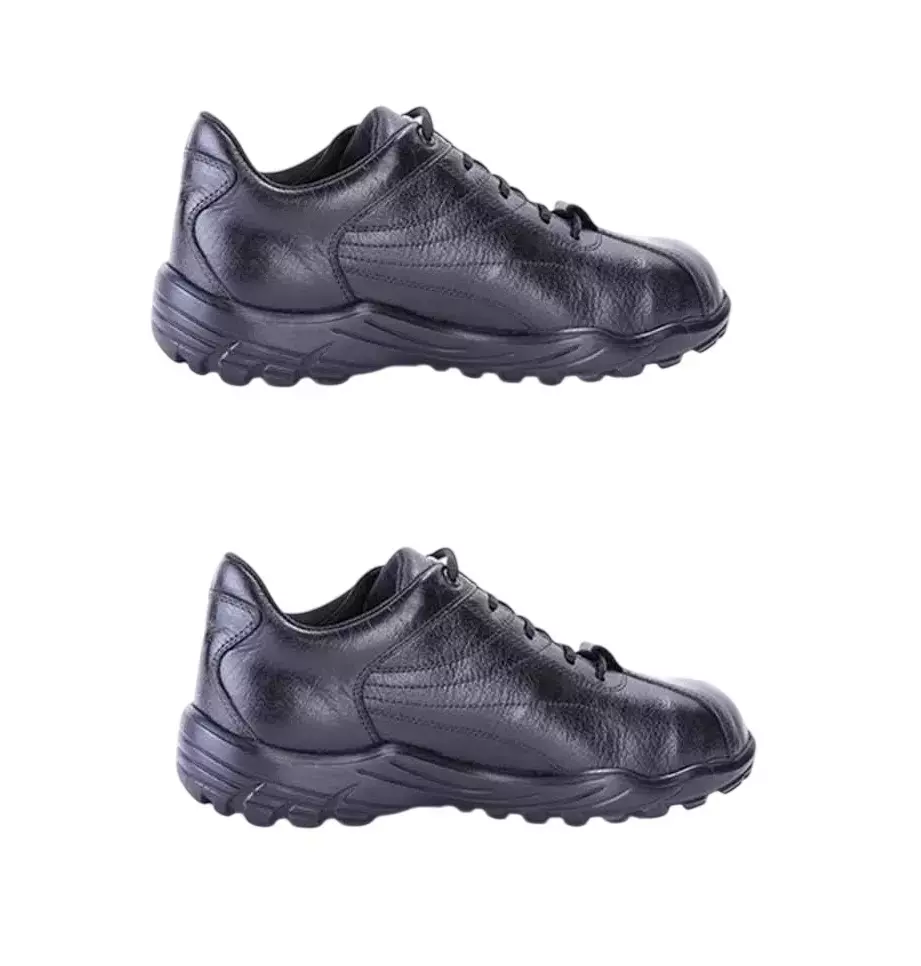 Komisafe Steel Toe Safety Shoes Double Density PU Sole Low Ankle Black Leather Size UK 6, Titan (Pack of 6 Pairs)