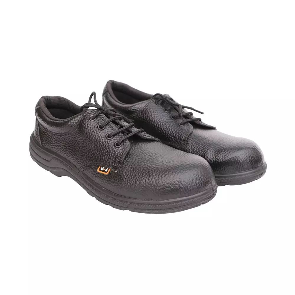 HindPro Steel Toe Safety Shoes Single Density PVC Sole Low Ankle Black Barton Print Synthetic Leather Size UK 11, V-4