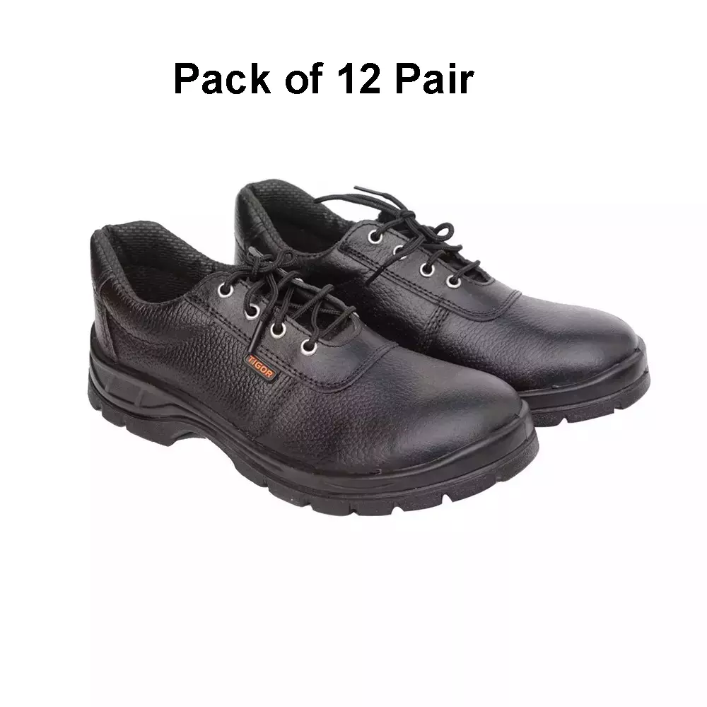 hindpro-steel-toe-safety-shoes-single-density-pu-sole-low-ankle-black-original-barton-print-grain-leather-size-uk-9-tigor-pack-of-12-pairs