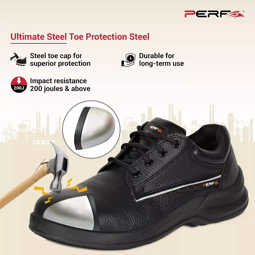 perf-200-j-steel-toe-safety-shoe-low-ankle-pu-sole-uk-8-size-black-leather-for-ethnic-industrial-use-turbo-x
