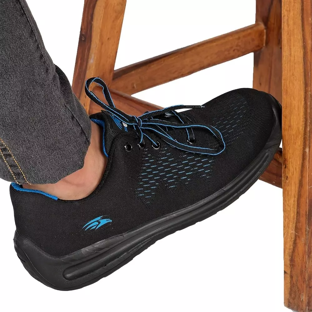 perf-200-j-steel-toe-safety-shoe-low-ankle-pu-sole-uk-6-size-black-breathable-mesh-fabric-for-ethnic-industrial-use-air-flow