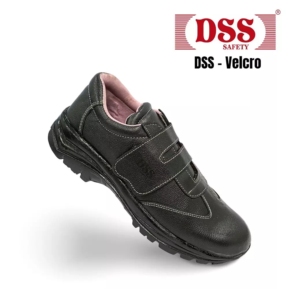 dss-steel-toe-safety-shoes-pu-sole-low-ankle-black-buff-premium-grain-leather-size-uk-8-dss-ladies-velcro-25-pair